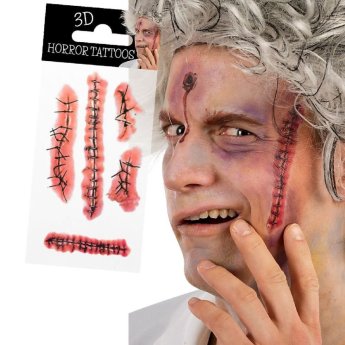 5-166 ΠΑΚΕΤΟ ΜΕ 6 ΤΜΧ. Tattoo Τρομακτικό με Αίμα  -  Τραύματα