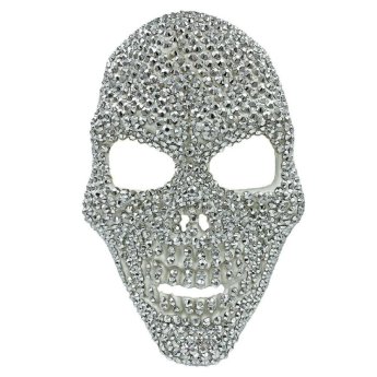 3-2565 Μάσκα Ενηλίκων Ασημί Νεκροκεφαλή με Διαμάντια 27x17cm