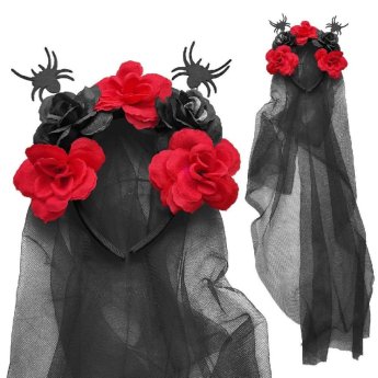 3-2539 Στέκα day of Dead με Λουλούδια  -  Πέπλο 70x20cm