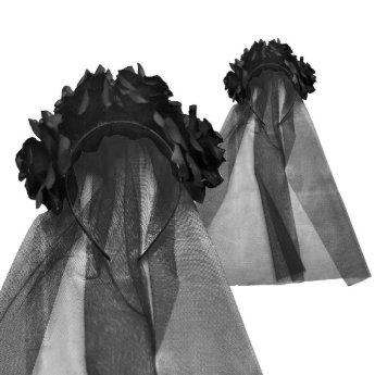 3-2385 Στέκα με Μαυρόασπρα Λουλούδια  -  Πέπλο