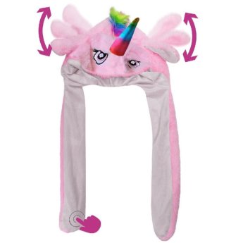 3-2395 Σκούφος ροζ Μονόκερος με Αυτιά  -  Κίνηση 50x35cm