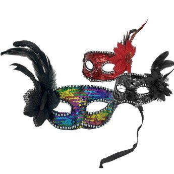 3-2399 Μάσκα Βενετσιάνικη με Λουλούδι. Φτερά  -  Πούλιες