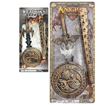 3-1998 Σετ Ιππότη με Ρόπαλο. Ασπίδα. Σπαθί 56x25cm