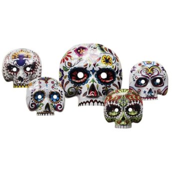 3-1908 ΠΑΚΕΤΟ ΜΕ 12 ΤΜΧ. Μάσκα Νεκροκεφαλή με Λουλούδια 17x17cm