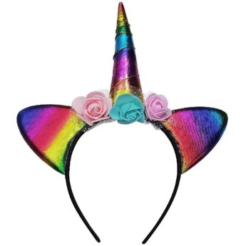 3-2107 ΠΑΚΕΤΟ ΜΕ 12 ΤΜΧ. Στέκα Μονόκερος με Αυτιά. Φιόγκο  -  Λουλούδια 26x24cm