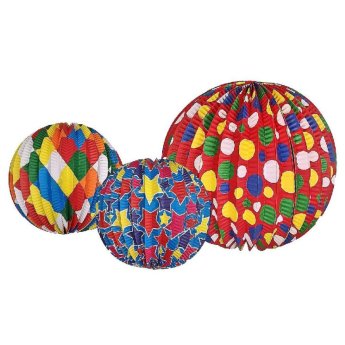 73-57 ΠΑΚΕΤΟ ΜΕ 12 ΤΜΧ. Φαναράκι Μπάλα Χάρτινη Πολύχρωμη o26cm