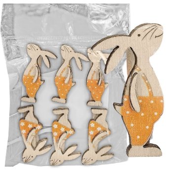 73-2267 Μανταλάκια Λαγός Ξύλινα Σετ-6 τεμ 4.5cm