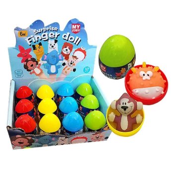96-944 ΠΑΚΕΤΟ ΜΕ 12 ΤΜΧ. Αυγό Χρωματιστό Ζωάκι Finger Dolls 7x5cm