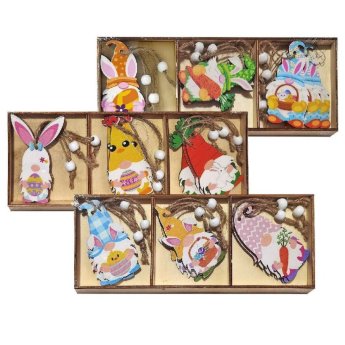 73-2242 Στολίδια Ξύλινα Φιγούρες με Αυτάκια Σετ-9 τεμ 8cm