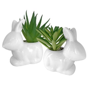 22-3080 ΠΑΚΕΤΟ ΜΕ 12 ΤΜΧ. Γλαστράκι Λαγός Πήλινο με Άνθος 8x7cm