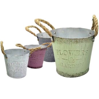 22-3064 Γλαστράκι-Κασπώ Μεταλλικό Flower KAI Garden o18x17cm