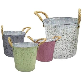 22-3068 Γλαστράκι-Κασπώ Μεταλλικό Σχέδιο Μαργαρίτες o18x17cm