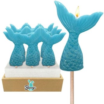 73-2143 ΠΑΚΕΤΟ ΜΕ 20 ΤΜΧ. Κερί Ουρά Γοργόνας σε Στικ 10x5cm -H-20cm-