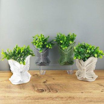 22-3030 Διακοσμητική Γλάστρα Πεταλούδα με Άνθος 18x12cm