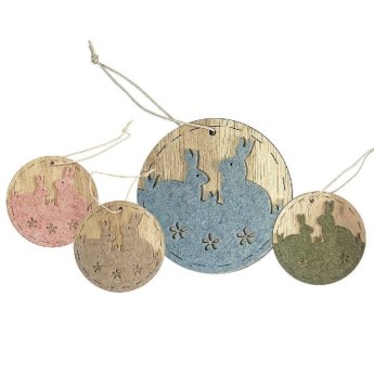 73-2038 ΠΑΚΕΤΟ ΜΕ 20 ΤΜΧ. Στολίδι Κρεμαστό Στρογγυλό Παράσταση Λαγών o8cm