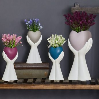 22-2987 Διακοσμητική Γλάστρα σε Παλάμη με Άνθη 25x10cm