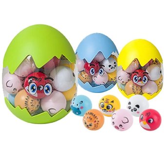 73-1973 Αυγό σετ 18 tem Pull Back Μπαλάκια Σχέδιο Ζωάκια Αυγό-19x15. Ζωάκι-4.8x4cm