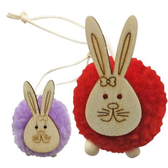 73-1592 ΠΑΚΕΤΟ ΜΕ 20 ΤΜΧ. Στολίδι Κρεμαστό Λαγός σε Φούντα 5cm