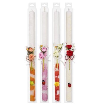 73-319 Λαμπάδα Τετράγωνη Άνθη 40cm