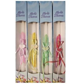 73-1492 Λαμπάδα Κορδόνια Καρδιά Χρωματιστή Κουτί 38cm x o18mm