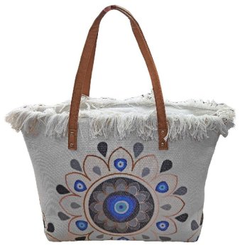 42-3122 Τσάντα Παραλίας Cotton με Μάτι 50x35x14cm