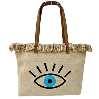 42-3124 Τσάντα Παραλίας Cotton Μάτι 50x36x14cm