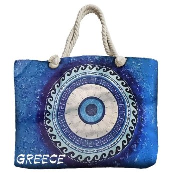 42-3350 Τσάντα Παραλίας με Σχέδιο Μάτι Greece 54x37x15cm