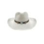 42-3328 Καπέλο Ψαθόχαρτο Cowboy Δέρμα-Πέτρα Λευκό o39cm