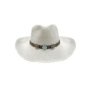 42-3328 Καπέλο Ψαθόχαρτο Cowboy Δέρμα-Πέτρα Λευκό o39cm