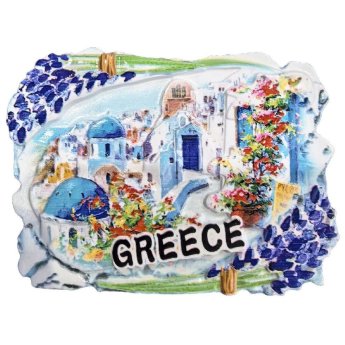 42-3322 ΠΑΚΕΤΟ ΜΕ 12 ΤΜΧ. Μαγνητάκι Κεραμικό Greek Village Flowers 7.5x5cm