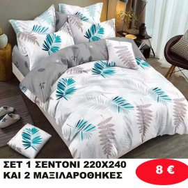 ΣΕΤ 1 Υπέρδιπλο σεντόνι 220Χ240 και 2 μαξιλαροθήκες 50Χ70 σε διάφορα χρώματα