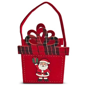 93-4239 ΠΑΚΕΤΟ ΜΕ 3 ΤΜΧ. Τσόχινο Καλάθι Xmas με Ξύλινα Decor 20x12x7cm