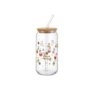93-4264 Ποτήρι Γυαλί Borosilicate Xmas με Καπάκι. Καλαμάκι 15x6cm 550ml