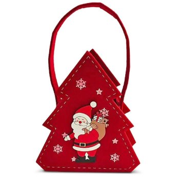 93-4240 ΠΑΚΕΤΟ ΜΕ 3 ΤΜΧ. Τσόχινο Καλάθι Xmas με Ξύλινα Decor 20x12x7cm