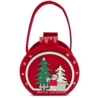 93-4242 ΠΑΚΕΤΟ ΜΕ 3 ΤΜΧ. Τσόχινο Καλάθι Xmas με Ξύλινα Decor 20x12x7cm
