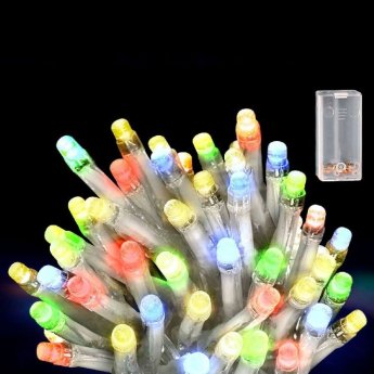 93-3489 50 Λαμπάκια LED Μπαταρίας Πολύχρωμα σε Σειρά με Controller IP20 5.3m