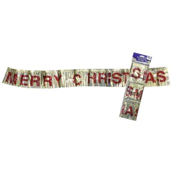 93-2607 ΠΑΚΕΤΟ ΜΕ 6 ΤΜΧ. Merry Christmas Μεταλλιζέ Διακοσμητικό 110x12cm