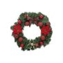 93-67 Στεφάνι Κόκκινο με Αλεξανδρινά. Κουκουνάρια o40cm