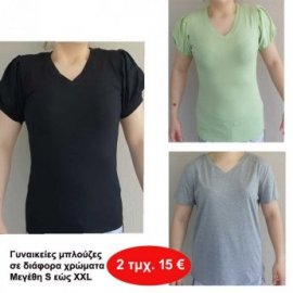 Πακέτο με 2 Γυναικείες Μπλούζες Μεγέθη S εώς ΧΧL σε διάφορα χρώματα
